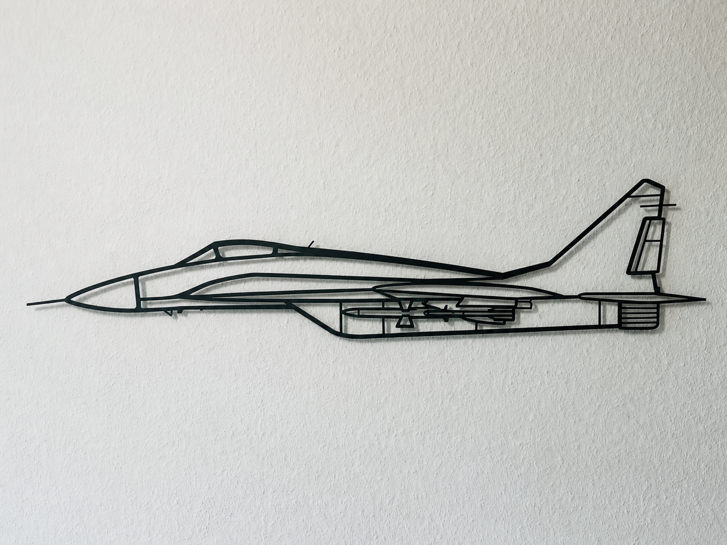 Mig-29 Kampfjet Metall Wandbild 3D – Flugzeug Wanddeko aus Metall