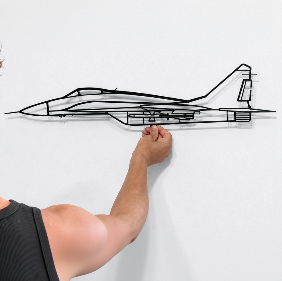 Mig-29 Fighterjet metal wallart 3D - Aircraftdecor made from metal