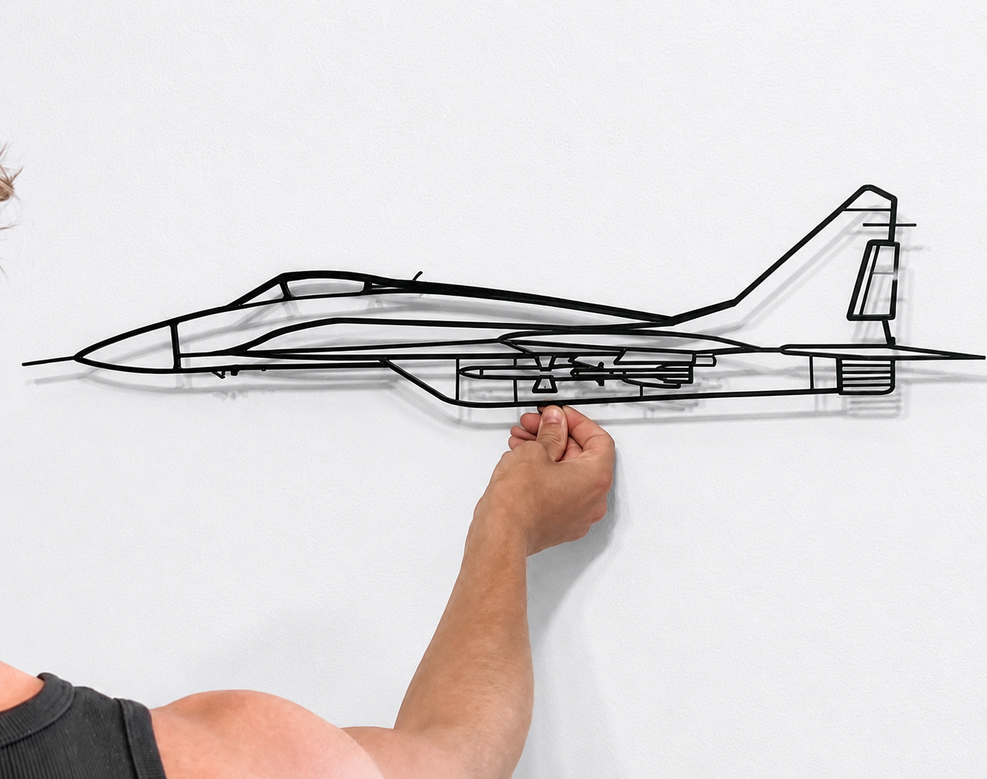 Mig-29 Kampfjet Metall Wandbild 3D – Flugzeug Wanddeko aus Metall