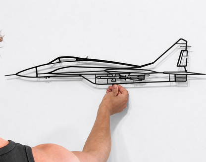 Mig-29 Kampfjet Metall Wandbild 3D – Flugzeug Wanddeko aus Metall